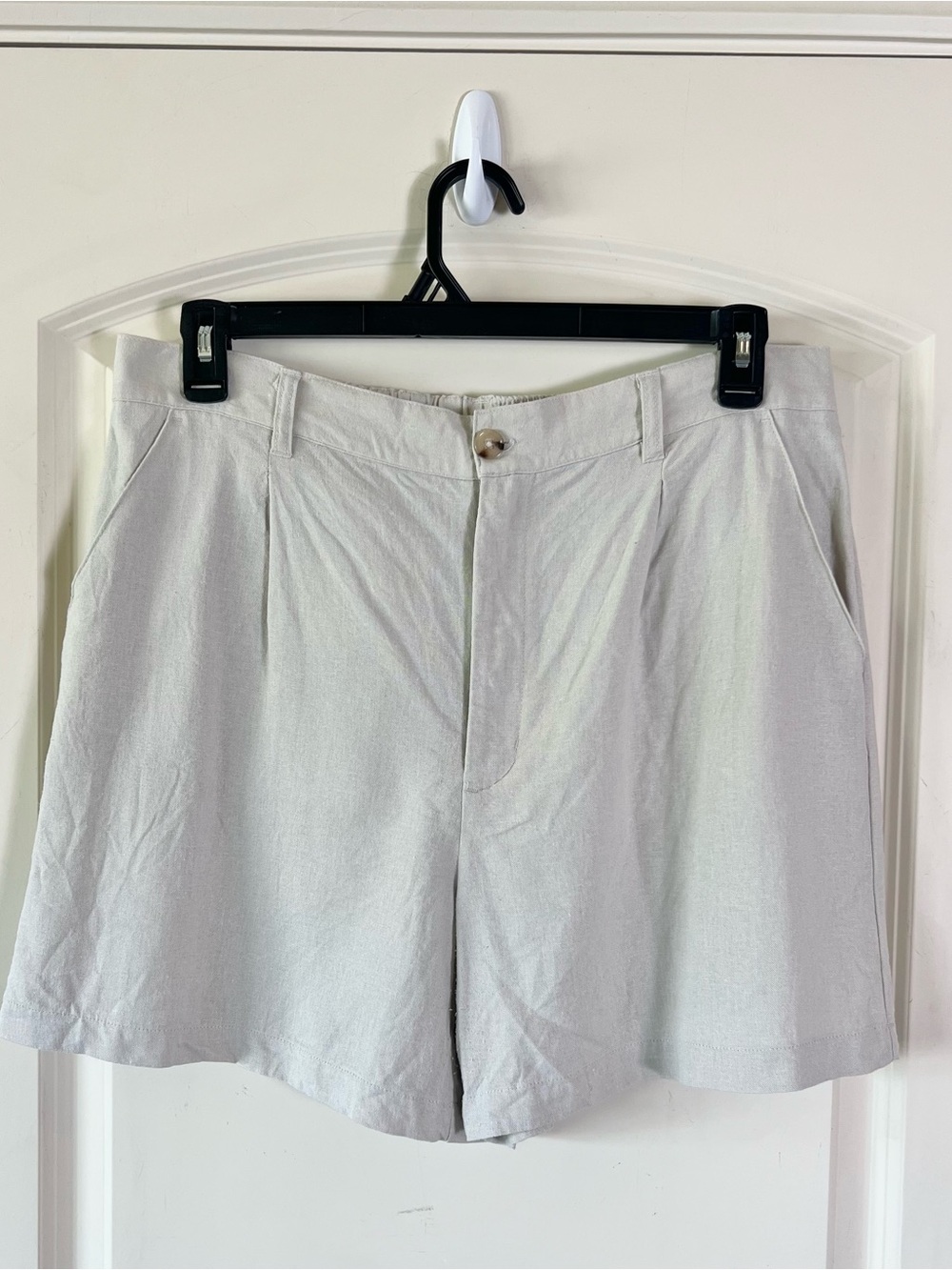 Time and Tru Tan Nuetral Linen Blend Shorts Large L 12-14 High Rise Pull On
